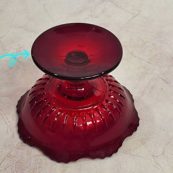 Vtg NEW MARTINSVILLE 3.5" Ruby Red Depression Footed Pedestal Dish - pls read - Picture 6 of 9
